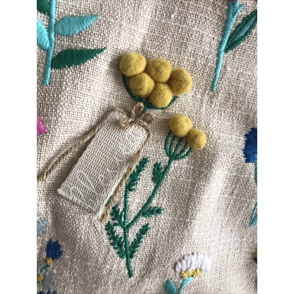 Embroidered Pillow Cover 20x20 Ivory W/Colorful Blessed Floral Zip Opening